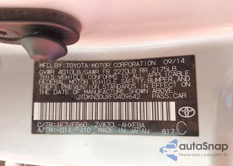 2015 Toyota Prius Two from USA, damaged, VIN JTDKN3DUXF0409642